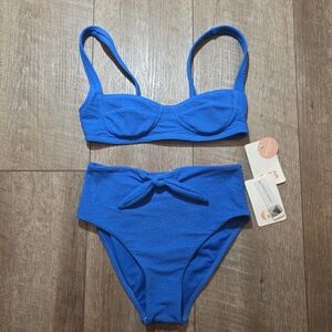 Gianni Bini High Waist 2 Piece Bikini Set Blue XS NWT